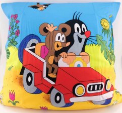 Mole in a red car - pillow cover with zipper