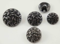 Luxuriöser Metallknopf - grobe Verzierung - glänzend - dunkel Silber - Durchmesser 2,3 cm