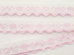 Zackenlitze - weiß, pink - Breite 1,7 cm