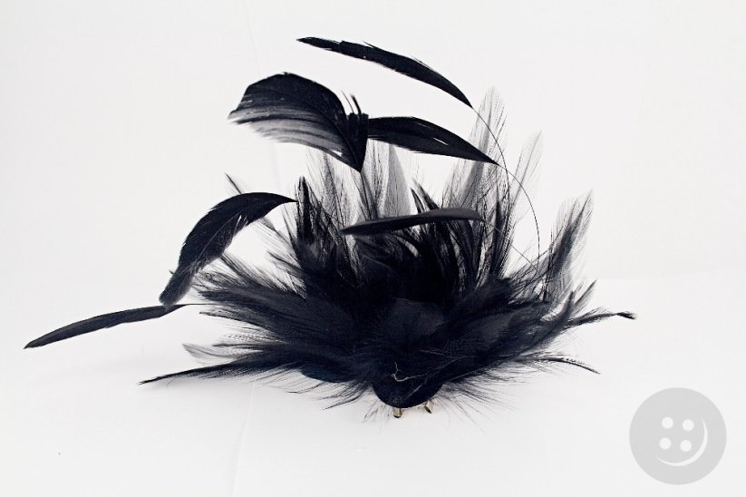 Hair decoration made of feathers - black - dimensions 17 cm x 15 cm