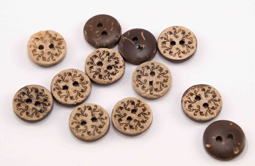 Hole shirt button - coconut - lace in circle - beige - diameter 1.27 cm