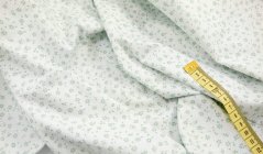 Cotton fabric - green flowers on white background - width 160 cm