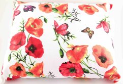 Herbal pillow for a peaceful sleep - poppies and butterflies - size 35 cm x 28 cm
