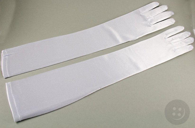 Dámske spoločenské rukavičky - lesklá biela - dĺžka 45 cm