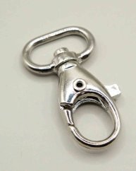Clothing carabiner with oval eyelet - silver - eyelet 2 cm