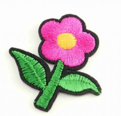 Nažehlovací záplata - Kytička se stonkem - rozměr 4 cm x 3,5 cm
