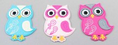 Iron-on patch - owl - more color variants - dimensions 6,5 cm x 4,5 cm