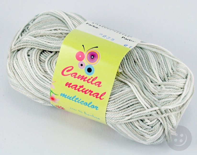 Priadza Camila natural multicolor -sivo biela- číslo farby 9039