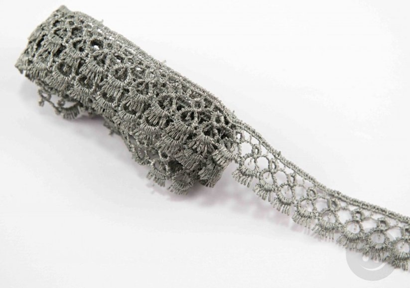 Guipure lace trim - grey - width 1,8 cm