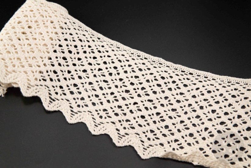 Bavlněná paličkovaná krajka - smetanová - šířka 10 cm