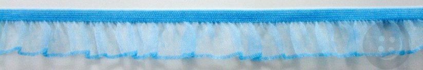 Elastischer Rüschenband - hellblau  - Breite 1,7 cm