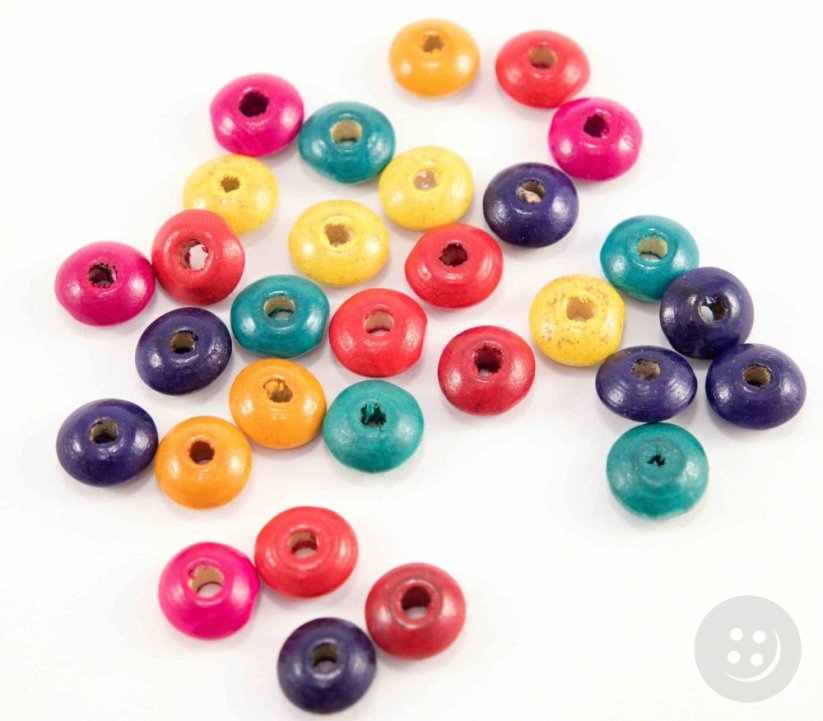 Barevné dřevěné kulaté korálky - průměr 1 cm - 20 g / cca 32 ks
