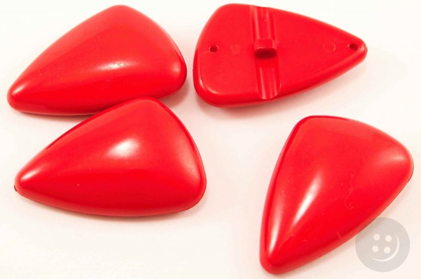 Plastic shank triangular button - red - dimensions 4 cm x 3.5 cm