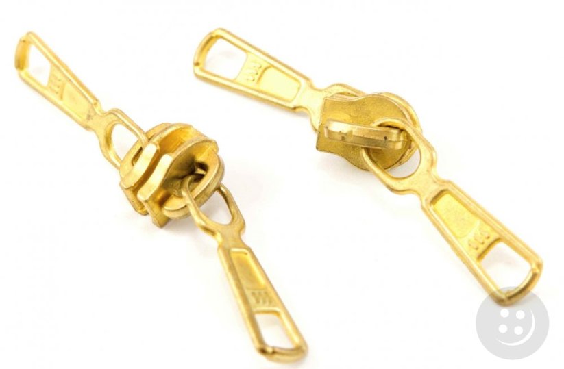 Double-sided slider for metal zipper number 5 - gold