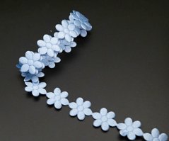 Satinblumen am Meter - hellblau - Breite 2 cm