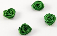 Našívací saténová kytička - zelená - průměr 1,5 cm