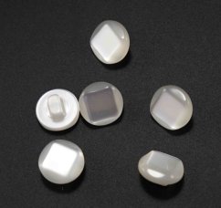 Button in the shape of a pearl with bottom stitching - mother-of-pearl with a square - diameter 1.2 cm