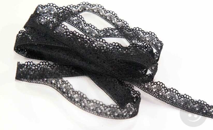 Polyester Lace - black - width 1 cm