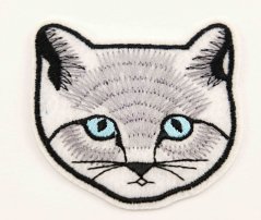 Nažehlovací záplata - kočka šedá - rozměr 5 cm x 5 cm