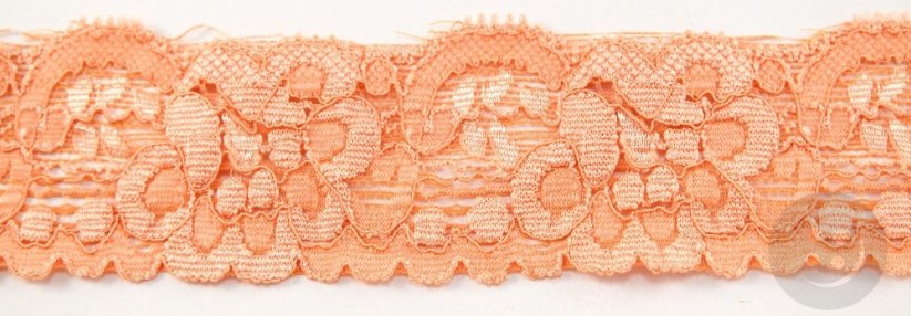 Elastic lace trim - salmon - width 4 cm