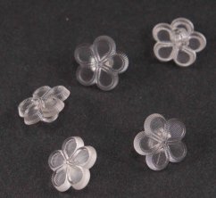 Dětský knoflík - smetanová kytička - transparentní - průměr 1,3 cm