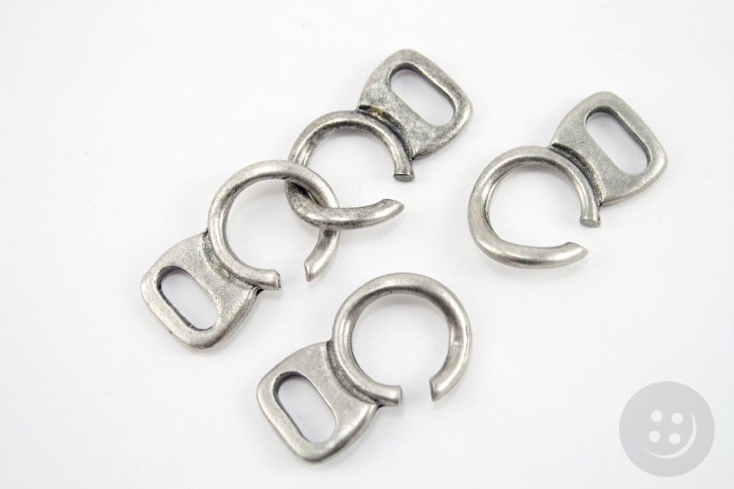 Metal clothing fastening - silver - pulling hole width 1,2 cm