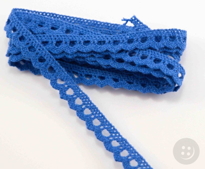 Bavlněná paličkovaná krajka - s obloučky - královsky modrá - šířka 1 cm