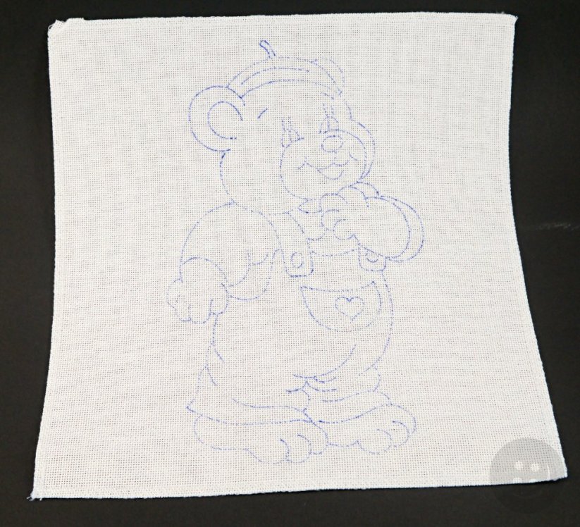 Vyšívacia predloha pre deti - medvedík - rozmer 25 cm x 25 cm