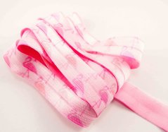 Gummiband - rosa mit Flamingomotiv - Breite 1,5 cm