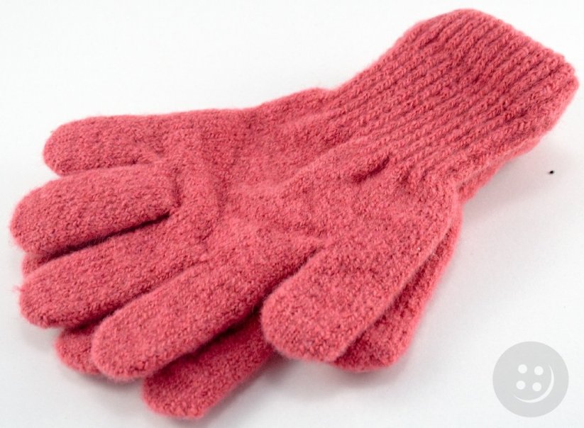 Knitted children's gloves - pink - length 18 cm