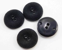 Dierkovaný gombík s hrubým povrchom - čierna - priemer 2 cm
