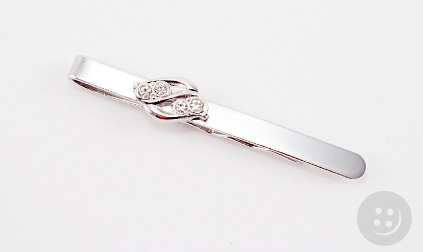 Tie clip - silver - diameters 6.5 cm x 0.5 cm