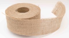 Jutová stuha - neobšitá - béžová - šíře 5 cm