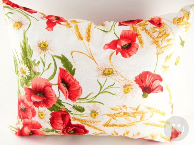 Buckwheat pillow - poppies and grain - size 35 cm x 28 cm