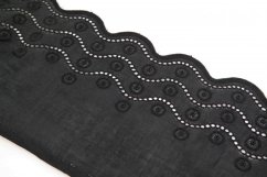 Bavlnená madeirová čipka - čierna - šírka 14 cm