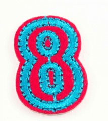 Iron-on patch - Number 8 - dimensions 3 cm x 1,8 cm