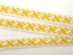 Decorative ribbon - yellow, white - width 1,5 cm