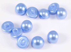 Pearl button with bottom stitching - light blue pearl - diameter 1.1 cm
