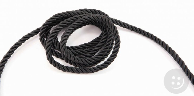 Twisted cord - black - diameter 0,6 cm