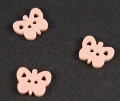 Motýlik - knoflík  - lososovo ružová - rozmery 1 cm x 1,3 cm