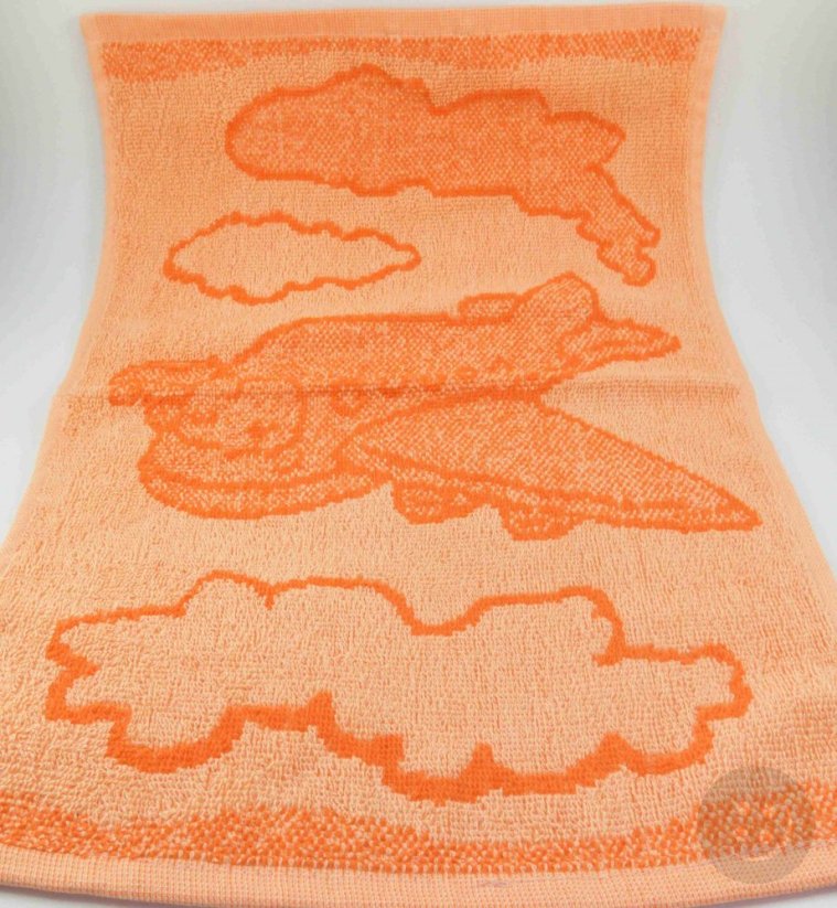 Baby orange towel - airplane