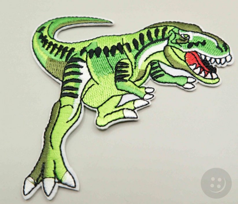 Nažehlovací záplata - Tyranosaurus rex - zelená - rozměr 9,5 cm x 8,5 cm