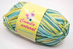 Yarn Camila natural highlights - green yellow turquoise - color number 9188