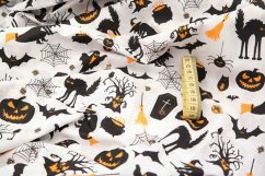 Bavlněné plátno - Halloweenská tematika na bílém podkladu - šířka 160 cm