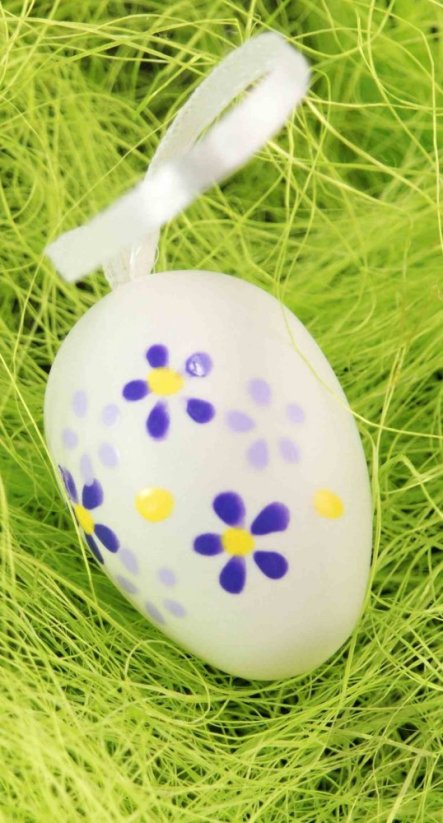 Veľkonočné vajíčka s kvietkami a mašličkou - fialová, zelená, žltá