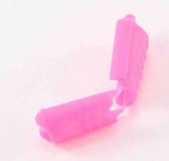 Plastová plochá koncovka - neonově růžová - průměr průvleku 0,5 cm