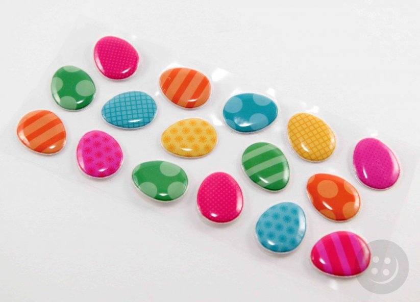 Samolepiace plastické veľkonočné vajíčka - ružové, modré, zelené, oranžové - 16 kusov