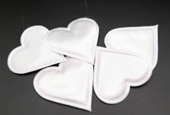 Saténová aplikácia - srdiečko - biela - rozmer 4 cm x 4 cm