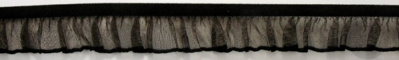 Decorative ruffle elastic trim - dark brown - width 1.7 cm