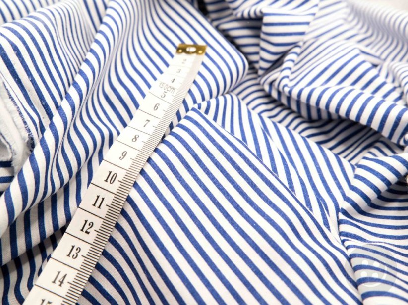 Cotton canvas - Blue and white stripes - width 140 cm